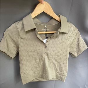 BN dynamite seamless crop polo in vintage khaki colour